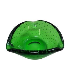 Green Bullicante Murano Glass Bowl or Ashtray, Italy, 1970sVINTAGE BEAUTIFUL